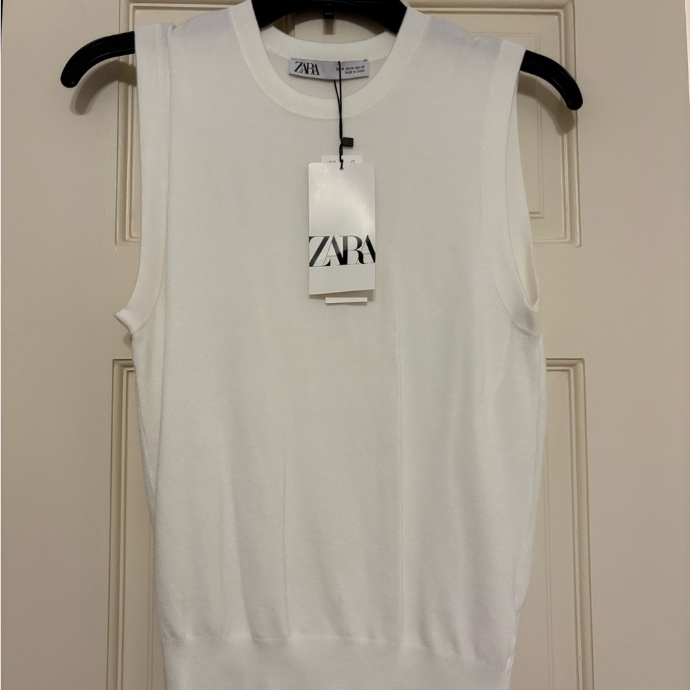 Zara White Sleeveless Top